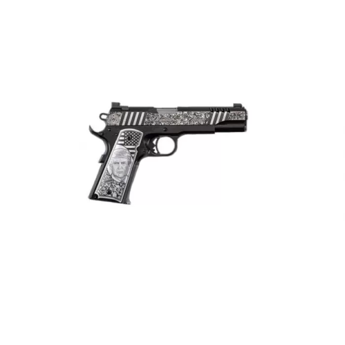 Auto Ordnance 1911 "Trump Rally Cry" 5" 7rd .45 Pistol, Stainless Steel - 1911TCAC12N Auto Ordnance 1911 "Trump Rally Cry" 5" 7rd .45 Pistol, Stainless Steel - 1911TCAC12N