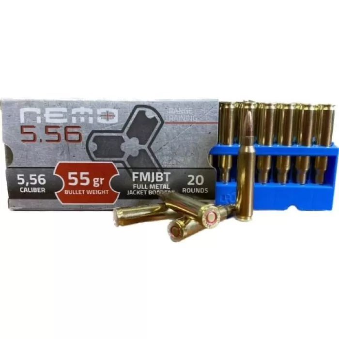 Nemo Rifle Ammo Brass 5.56 55 Grain 20-Rounds FMJBT