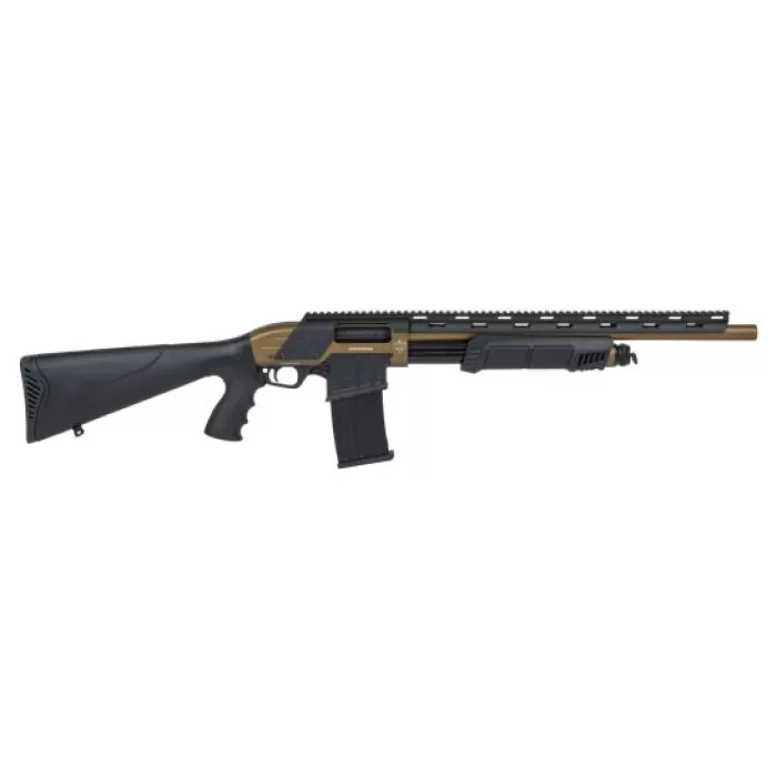 Revolution Armory Defender 12 Gauge 20" 5rd Pump Action Shotgun, Bronze/Black - RA12MPBRZ