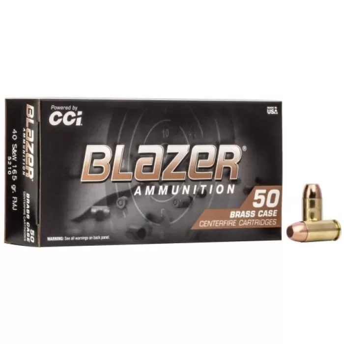 CCI Blazer Brass 40 S&W 165gr FMJ Ammunition 50rds - 5210 CCI Blazer Brass 40 S&W 165gr FMJ Ammunition 50rds - 5210