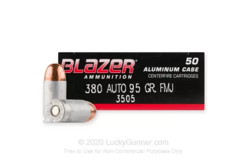 Blazer 380 ACP Ammo 95 Grain Full Metal Jacket Case of 1000 (20 Boxes of 50)