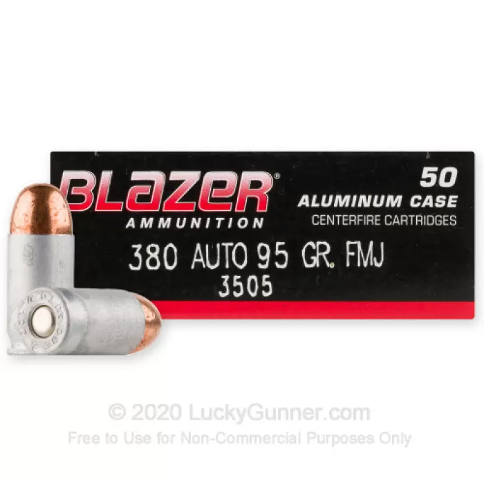 Blazer 380 ACP Ammo 95 Grain Full Metal Jacket Case of 1000 (20 Boxes of 50)