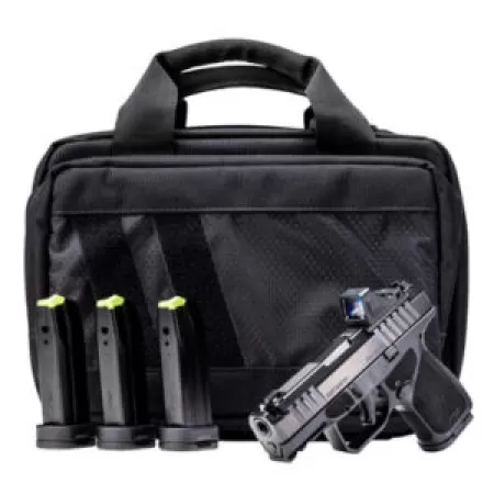 Rost Martin RM1SBLKOSP10CA(COMP)-P RM1S Comp Bundle *CA Compliant 9mm Luger 10+1 3.60" Compensated Barrel, Black Nitron Steel Integrated Compensator/Serrated w/Optic Slide, Black Polymer Frame w/Picat