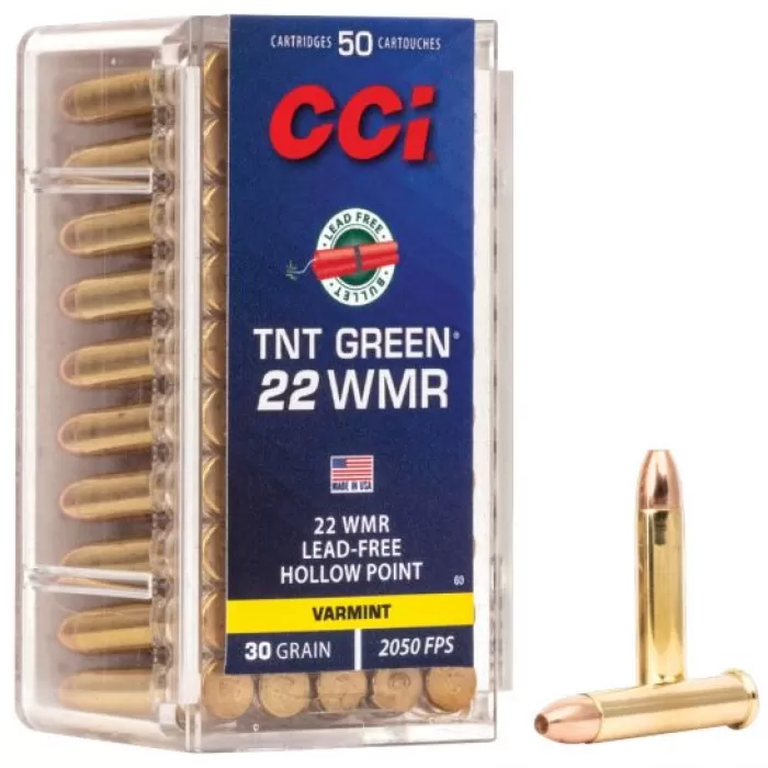 CCI .22 WMR 30gr TNT Green HP Ammunition 50rds - 0060 CCI .22 WMR 30gr TNT Green HP Ammunition 50rds - 0060