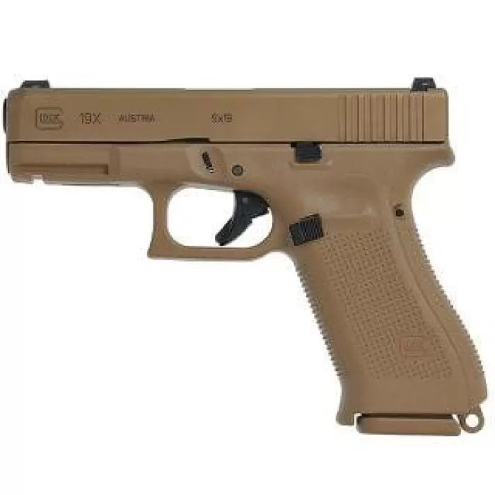 GLOCK Blue Label 19X Gen5 9mm Pistol - Night Sights - Coyote Tan GLOCK Blue Label 19X Gen5 9mm Pistol - Night Sights - Coyote Tan