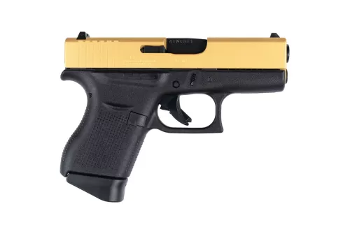 Glock 43 9mm Single Stack Pistol with Cerakote Gold Slide (Made in USA)