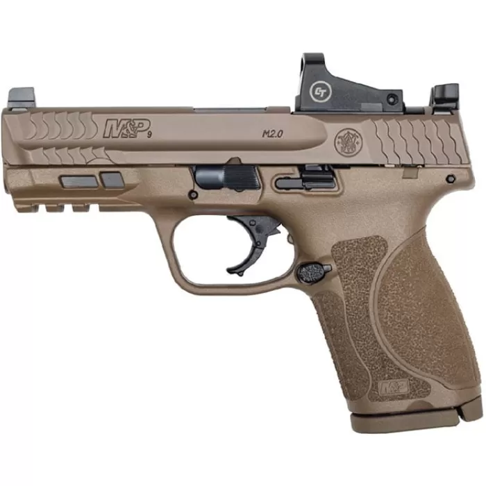 Smith & Wesson 13382 MP9 M2.0 Compact 9mm FDE Pistol with Crimson Trace Red Dot Reflex Sight Smith & Wesson 13382 MP9 M2.0 Compact 9mm FDE Pistol with Crimson Trace Red Dot Reflex Sight