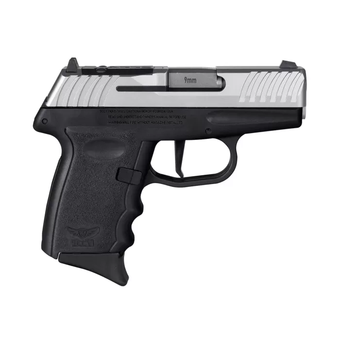 SCCY DVG-1 9mm Pistol, 3.1" Barrel, Blade Front/Adjustable Rear Sights, Black, Silver - DVG1TTBKRDR SCCY DVG-1 9mm Pistol, 3.1" Barrel, Blade Front/Adjustable Rear Sights, Black, Silver - DVG1TTBKRDR