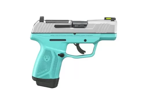 Ruger MAX-9 9mm Pistol, 3.2" Barrel, Front Night Sights, Turquoise, Silver - 3511