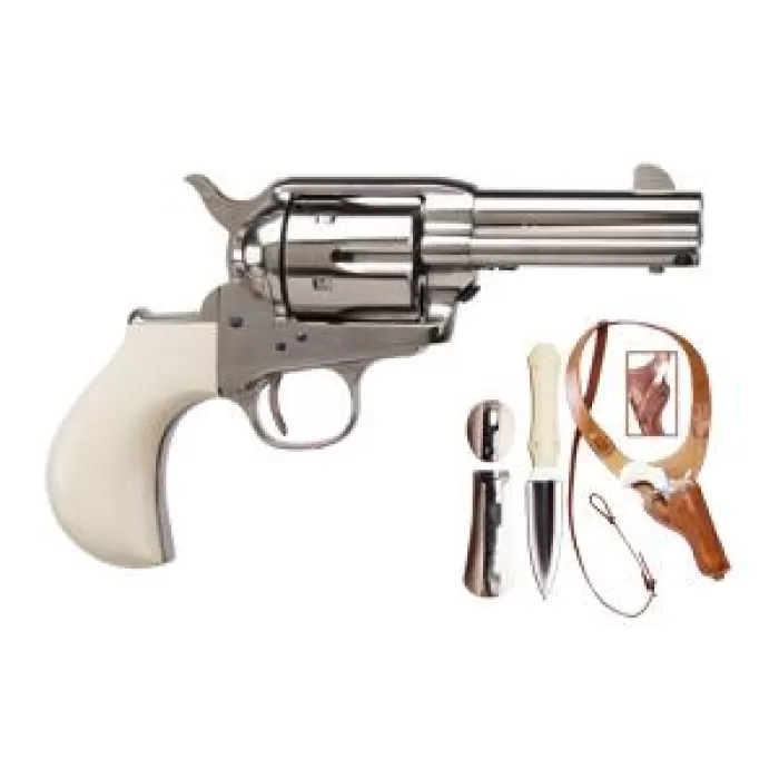 Cimarron Doc Holliday Set .45 Long Colt 3.5" 6Rd Stainless W/knife & Holster Cimarron Doc Holliday Set .45 Long Colt 3.5" 6Rd Stainless W/knife & Holster