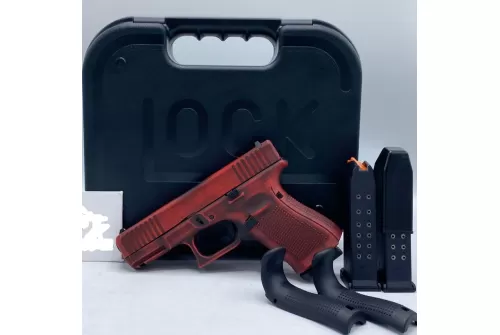 Glock G19 Gen5 Custom Distressed Red Compact 9mm 4.02" 15rds, Red