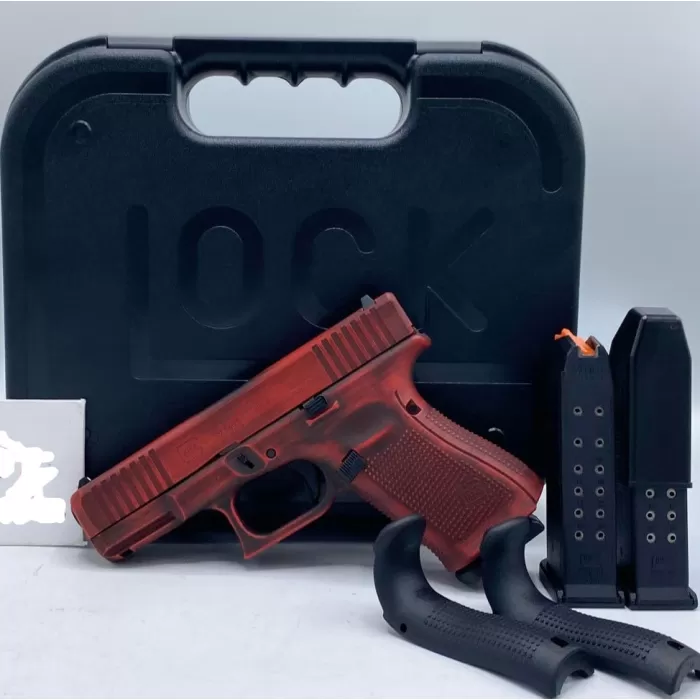 Glock G19 Gen5 Custom Distressed Red Compact 9mm 4.02" 15rds, Red