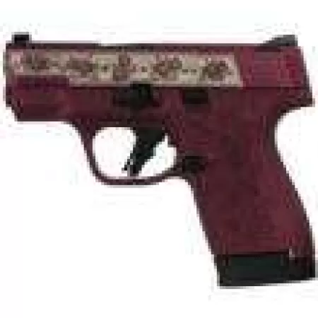 S&W M&P Shield Plus Custom Engraved Rose Black Cherry Handgun 9Mm Luger 10Rd/13Rd Magazines 3.1" Barrel NO Thumb Safety SW13248RBC