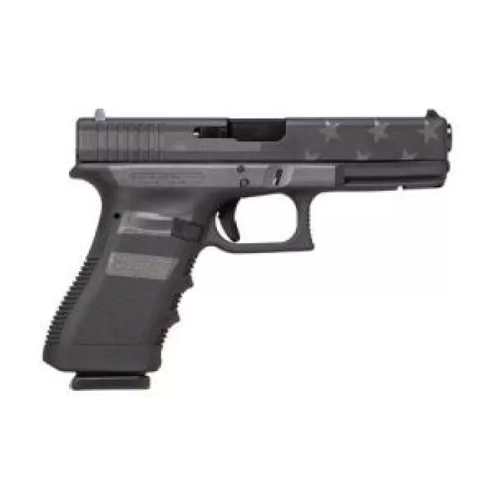 Glock Glock Glock 17 Gen 3, 9Mm, 4.49" Barrel, Black Stealth Flag, (2) 17-Rd, Ivs Exclusive PI1750204-STEALTH