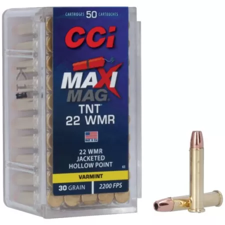 CCI Maxi-Mag TNT .22 WMR 30 gr JHP 50 Rounds Ammunition - 0063