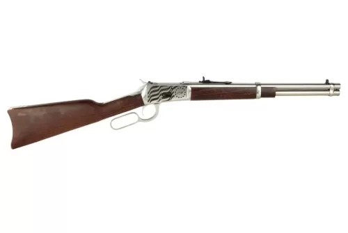 Rossi R92 Carbine 44 Rem Mag 16" Round Barrel,  8+1, Stainless Rec with 1776 Flag Engraving, Hardwood Stock 920441693EN1