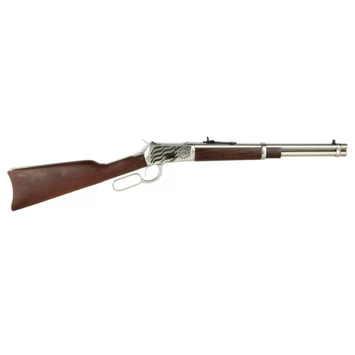 Rossi R92 Carbine 44 Rem Mag 16" Round Barrel, 8+1, Stainless Rec with 1776 Flag Engraving, Hardwood Stock 920441693EN1 Rossi R92 Carbine 44 Rem Mag 16" Round Barrel, 8+1, Stainless Rec with 1776 Flag Engraving, Hardwood Stock 920441693EN1