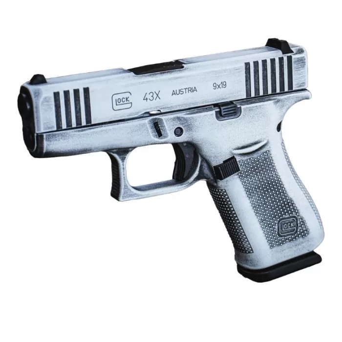 Glock 43X Battleworn White 9mm 3.4 Glock 43X Battleworn White 9mm 3.4