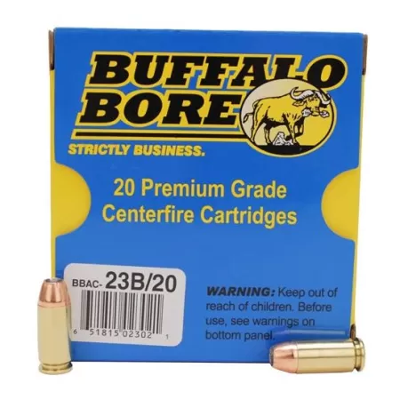 Buffalo Bore Heavy 40 S&W +P 180 grain Jacketed Hollow Point Pistol and Handgun Ammo, 20/Box - 23B/20