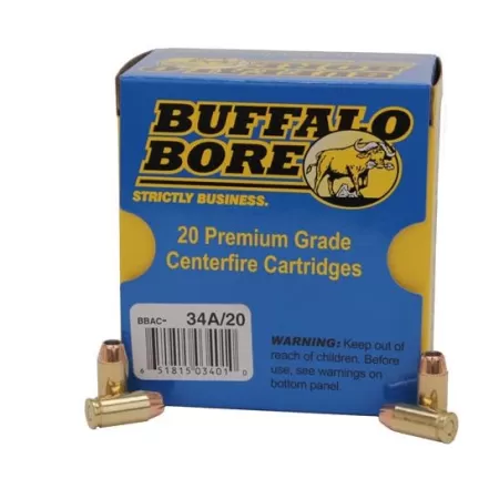 Buffalo Bore 9x18 Makarov +P 95 grain Jacketed Hollow Point Pistol and Handgun Ammo, 20/Box - 34A/20