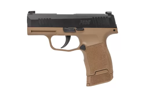 Sig Sauer, P365, TALO, 9MM, 3.1" Barrel, (2) 12-Round and (1) 15-Round, Black Slide, Coyote Frame, Optic Ready, XRAY3 Night Sights, Ambi IWB/OWB Holster, 3 Magazines, Tacpac, Striker Fired, Semi-automatic Polymer Frame Sub-Compact