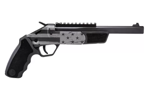 Rossi SSPB9ENG1 Brawler 45 Colt (LC)/410 Gauge 9", 1rd, Black with US Flag Engraved Frame, Textured Rubber Grips, Optic Mount