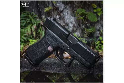 Glock 43x 9mm, 3.41" Barrel, Black Rose Stippling, Rose Gold Small Parts, 10rd