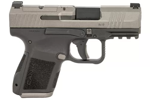 Canik MC9 Exclusive Finish 9mm Luger 3.18" Black Tenifer Cerakote Optic Ready/Serrated Steel Slide, 15+1/12+1, Tungsten Cerakote Polymer Frame w/Picatinny Rail