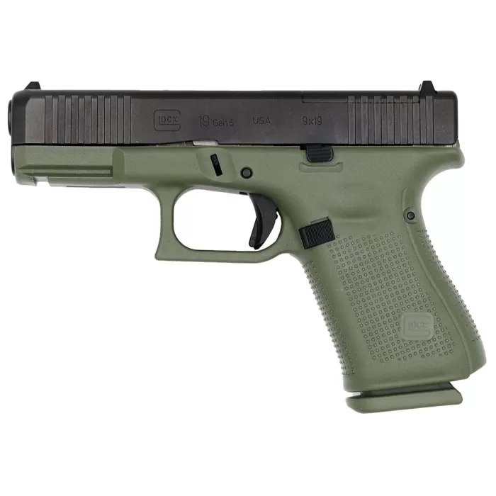 Glock G19 Gen 5 MOS 9mm 4" 15rd Pistol, BattleField Green - UA195S203MOSBFG Glock G19 Gen 5 MOS 9mm 4" 15rd Pistol, BattleField Green - UA195S203MOSBFG