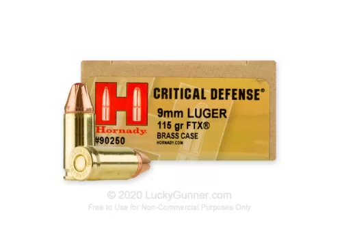 9mm - 115 Grain FTX - Hornady Critical Defense - 250 Rounds