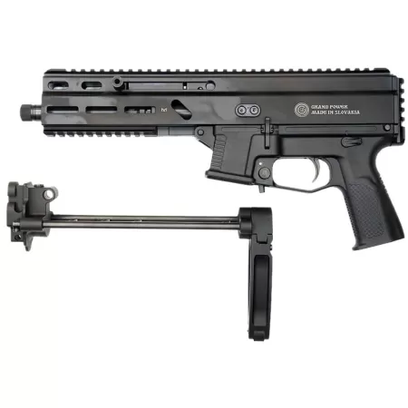Grand Power 197892004855 SP10A3 Stribog 10mm Auto 20+1 8" Black Threaded Barrel, Black Aluminum Picatinny Rail Receiver, Black Polymer PDW Tailhook Brace, Black Polymer Grip, Thread Protector