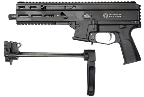 Grand Power 197892004855 SP10A3 Stribog 10mm Auto 20+1 8" Black Threaded Barrel, Black Aluminum Picatinny Rail Receiver, Black Polymer PDW Tailhook Brace, Black Polymer Grip, Thread Protector