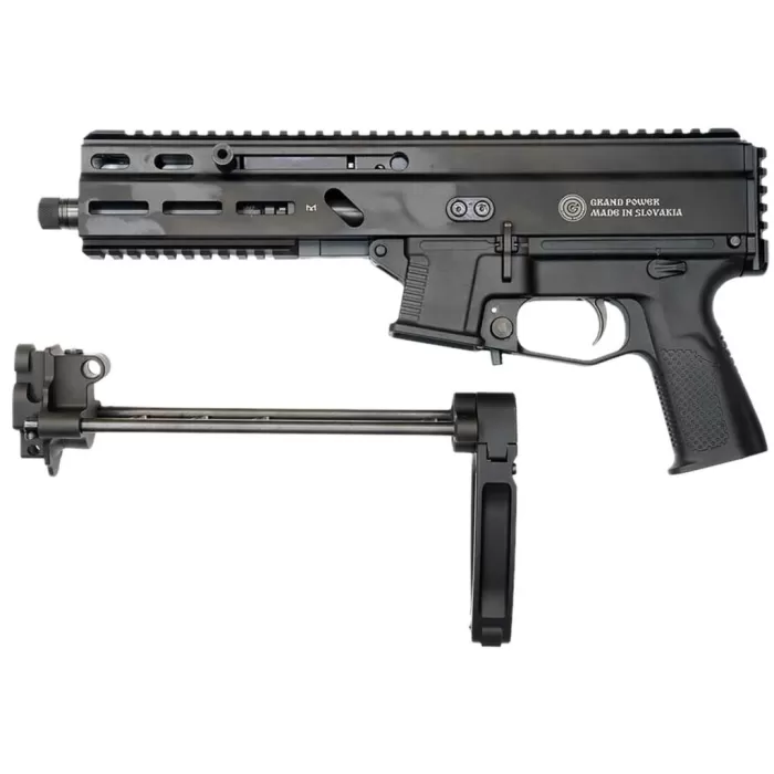 Grand Power 197892004855 SP10A3 Stribog 10mm Auto 20+1 8" Black Threaded Barrel, Black Aluminum Picatinny Rail Receiver, Black Polymer PDW Tailhook Brace, Black Polymer Grip, Thread Protector