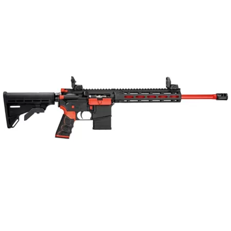 Tippmann Arms A101342 M4-22 Redline 22 LR 10+1 16" Red Duracoat Fluted Threaded Barrel, Matte Black Aluminum Receiver w/Picatinny Rail, M-LOK Handguard, Composite Forend, Black Adj CAR15 Polymer Stock