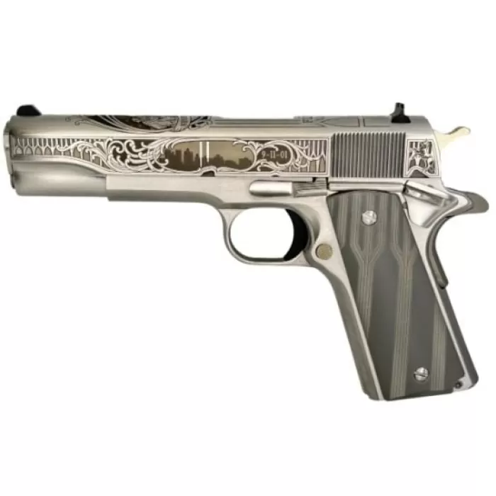 Colt 1911 Classic Government, Never Forget 5" .45 ACP 7rd Handgun, Engraved Stainless, Grey - 01911C-SS-1911