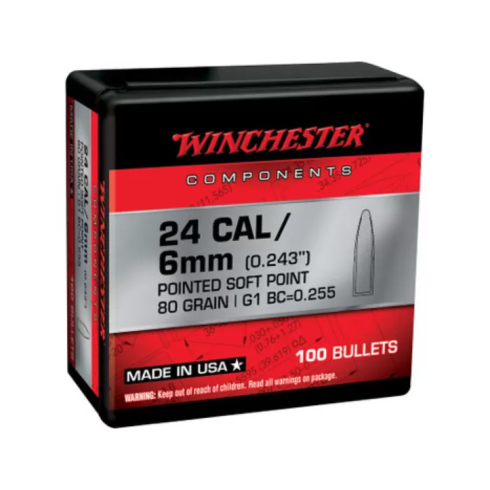 Winchester 243 Win 80gr Pointed Soft Point 100/Box