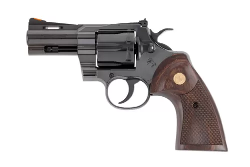 Colt Mfg PYTHONBP3WTS Python  357 Mag/38 Special 6 Shot 3" Blued Carbon Steel Vent Rib Barrel, Cylinder & Frame, Wood Grip, Exposed Hammer