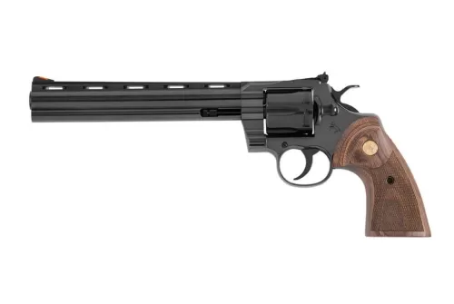 Colt Mfg PYTHONBP8WTS Python 357 Mag/38 Special 6 Shot 8" Blued Carbon Steel Vent Rib Barrel, Cylinder & Frame, Wood Grip, Exposed Hammer
