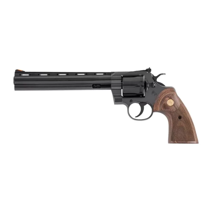 Colt Mfg PYTHONBP8WTS Python 357 Mag/38 Special 6 Shot 8" Blued Carbon Steel Vent Rib Barrel, Cylinder & Frame, Wood Grip, Exposed Hammer
