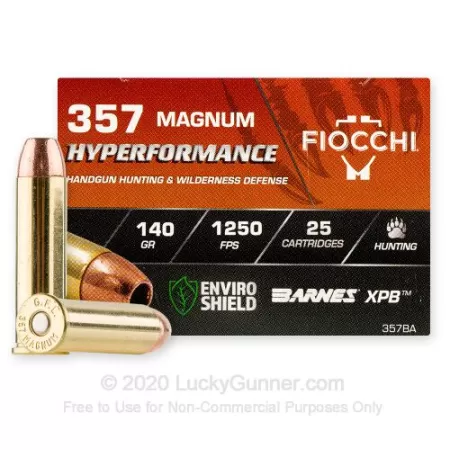 Fiocchi Hyperformance Hunt 357 Mag 140 grain XPB Jacketed Hollow Point Pistol Ammo, 25 Rounds, 357ba