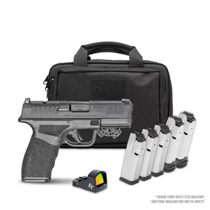 SPRINGFIELD ARMORY Hellcat Pro OSP Gear Up 2025 9mm 3.7in 3x 15rd/2x 17rd Mags White Dot Sights Black Pistol (HCP9379BOSP-UWD-GU25)