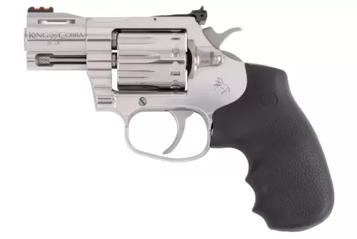 Colt Mfg KCOBRA22SP2RFO King Cobra 22 LR 10 Shot 2" Stainless Vent Rib Barrel, Stainless Cylinder & Frame, Black Rubber Grip