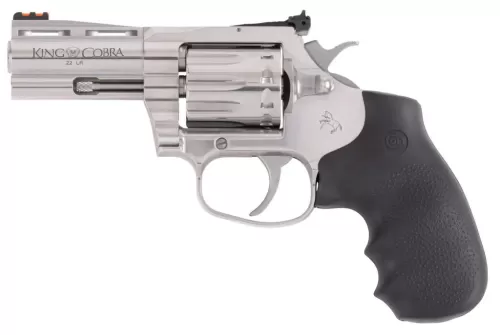 Colt Mfg KCOBRA22SP3RFO King Cobra  22 LR 10 Shot 3" Stainless Vent Rib Barrel, Stainless Cylinder & Frame, Black Rubber Grip