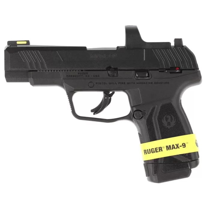 Ruger 3521 Max-9 Long RD 9mm Luger 12+1 4" Black Alloy Steel Optic Ready/Serrated Slide, Black Polymer Frame