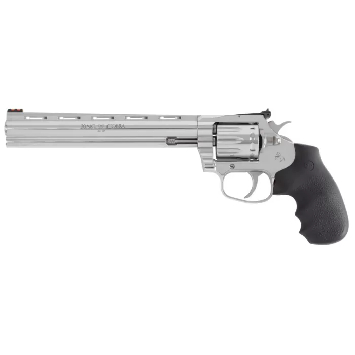 Colt Mfg KCOBRA22SP8RFO King Cobra Target 22 LR 10rd Shot 8" Stainless Vent Rib Barrel, Stainless Steel Cylinder & Frame, Black Hogue Overmolded Grip, Exposed Hammer