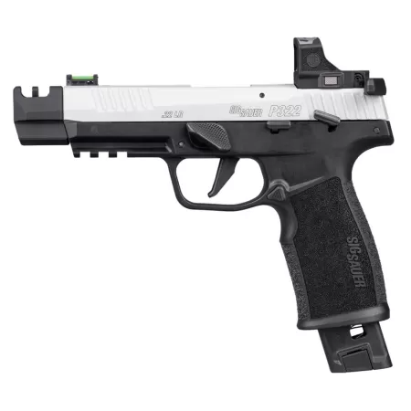 SIG SAUER P322-Comp 22LR 4in 1x20/1x25rd Black/White Single Action Pistol with Romeo RS Compact Sight (322C-T-COMP-RS)