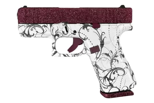 GLOCK 43X Glitter Gunz 9mm 3.41in 10rd Black Cherry/Paisley Cerakote Striker-Fired Pistol (PX4350204NBCP)