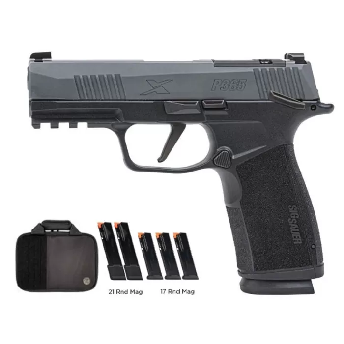 SIG SAUER P365 TACPRO XMACRO 9mm 3.7in Gray Pistol w/ 3x17rd/2x21rd Magazines & Savior Bag (365XCA-9-GYXR3-MS-TACPRO)
