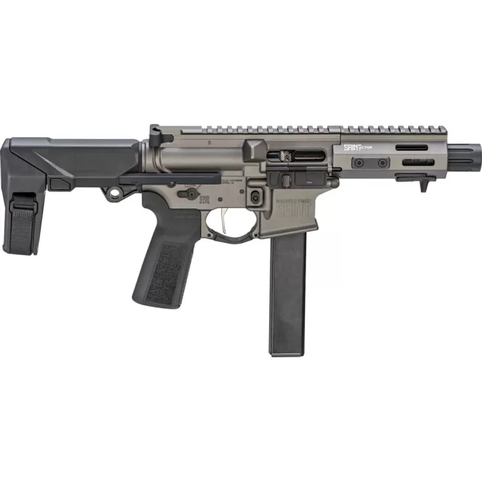 SPRINGFIELD ARMORY Saint Victor 9mm 5.5in 32rd Tungsten Gray Cerakote Rifle with SB Tactical PDW Brace (STV95509T-PDW) SPRINGFIELD ARMORY Saint Victor 9mm 5.5in 32rd Tungsten Gray Cerakote Rifle with SB Tactical PDW Brace (STV95509T-PDW)