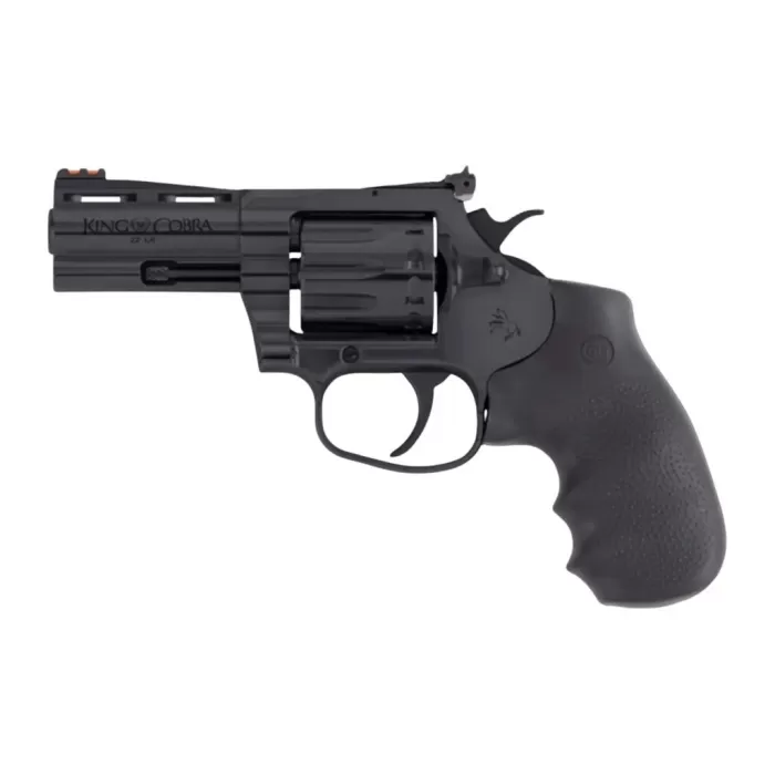 Colt Mfg KCOBRA22-BP3RFO King Cobra Target 22 LR 10rd Shot 3" Blued Vent Rib Barrel, Blued Carbon Steel Cylinder & Frame, Black Hogue Overmolded Grip, Exposed Hammer